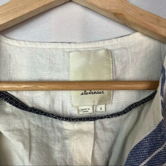 Anthropologie Elevenses North Channel Blue Stripe Linen Coat S - Picture 7 of 7